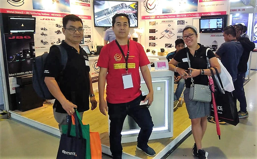 Three of the Gokaizen team at the stand